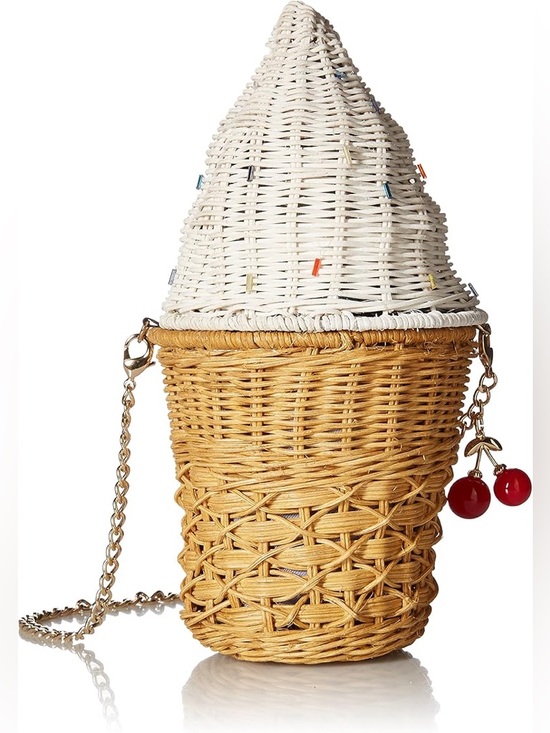 Betsey Johnson Handbags - Betsey Johnson Wicker Ice Cream Cone Crossbody Bag Chain Shoulder Sprinkles